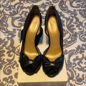 Nine West Black Peep-Toe Heels with Bow